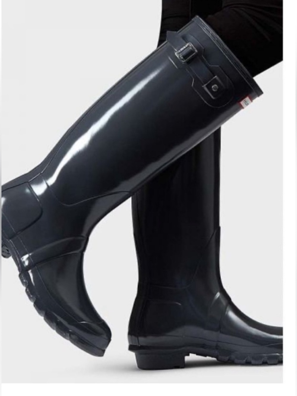 Hunter Tall Gloss Rain Boots Dark Slate Gray US Size 6